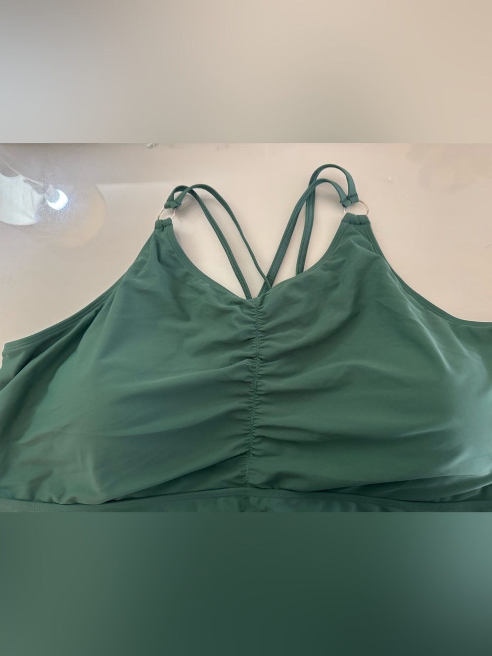 BloomChic Dark Teal Green Strappy Tankini and Full Coverage Bottoms